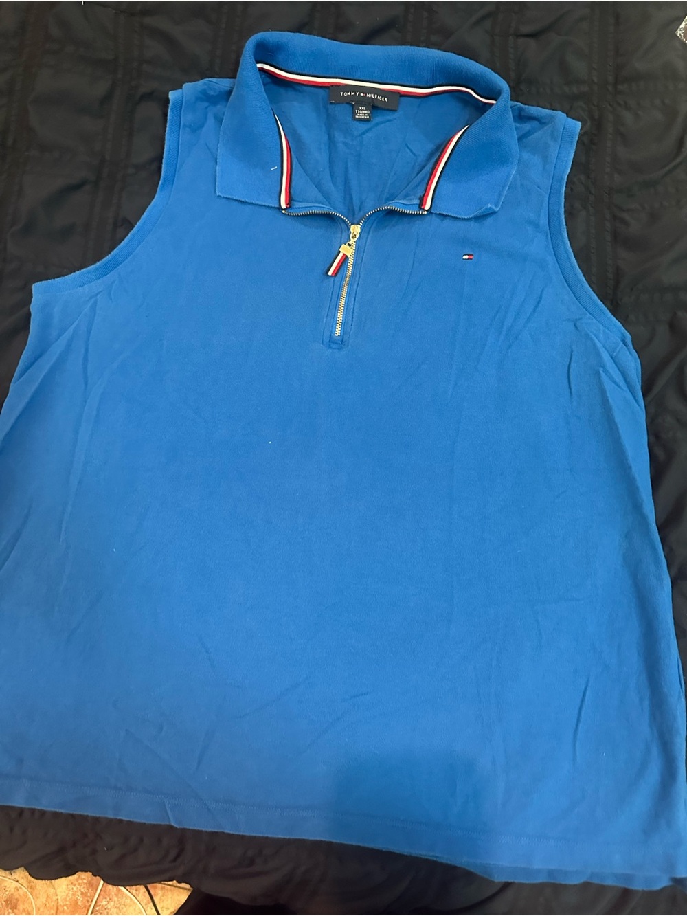 Tommy Hilfiger Royal Blue Zip Polo with Signature Trim